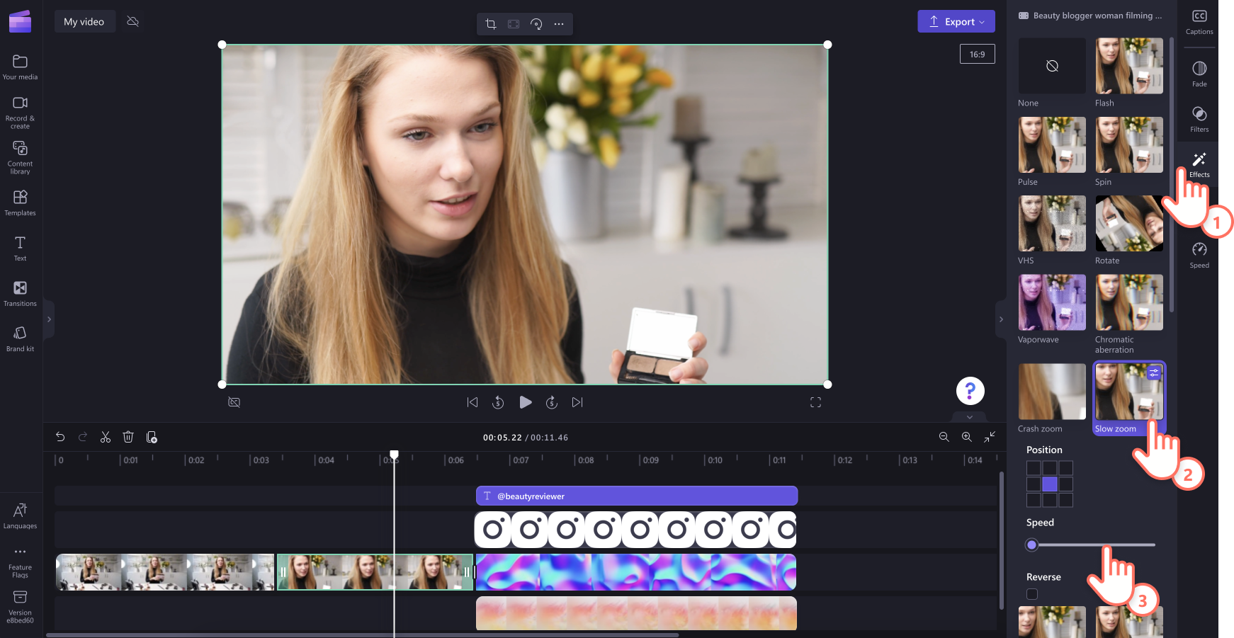 An image of a user adding a special effect on the second clip.