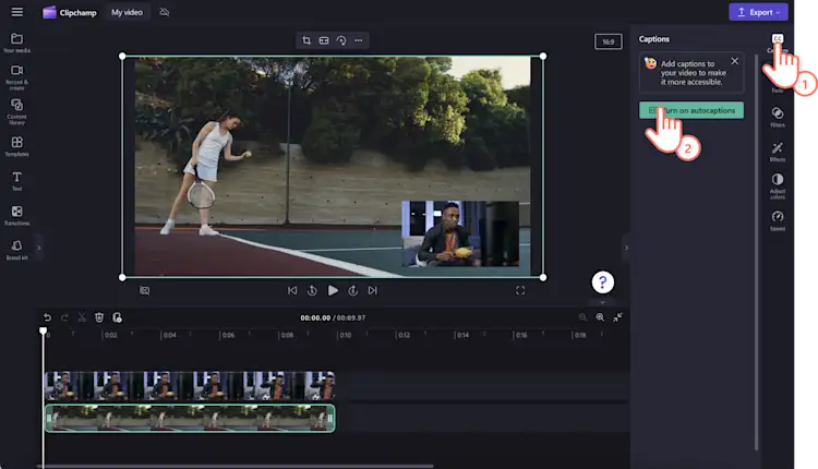 Obraz przedstawiający użytkownika dodającego tekst do wideo.