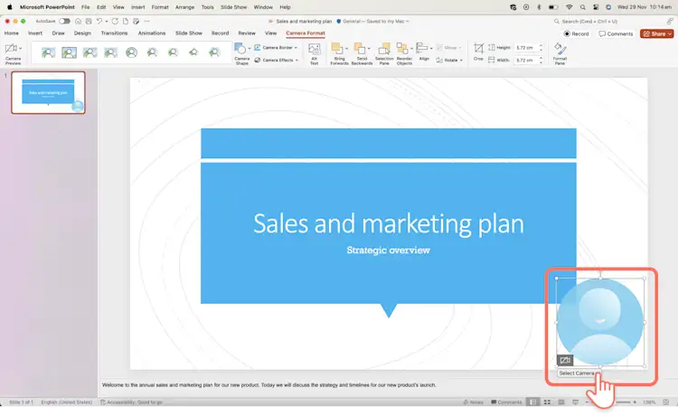 An image of a user clicking on the placeholder.