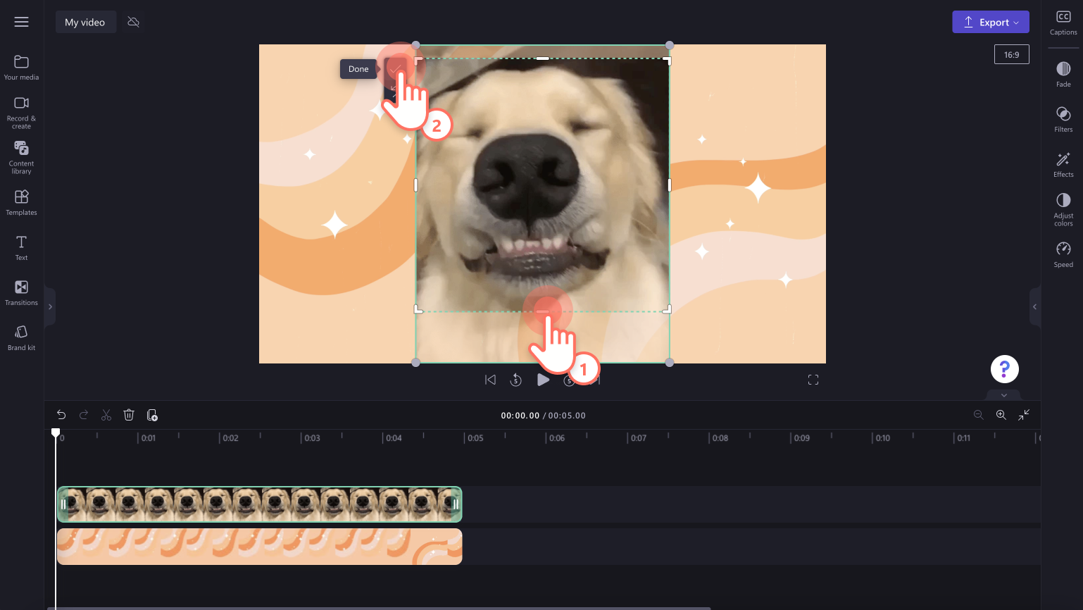 An image of a user cropping a GIF with the cropping handles.