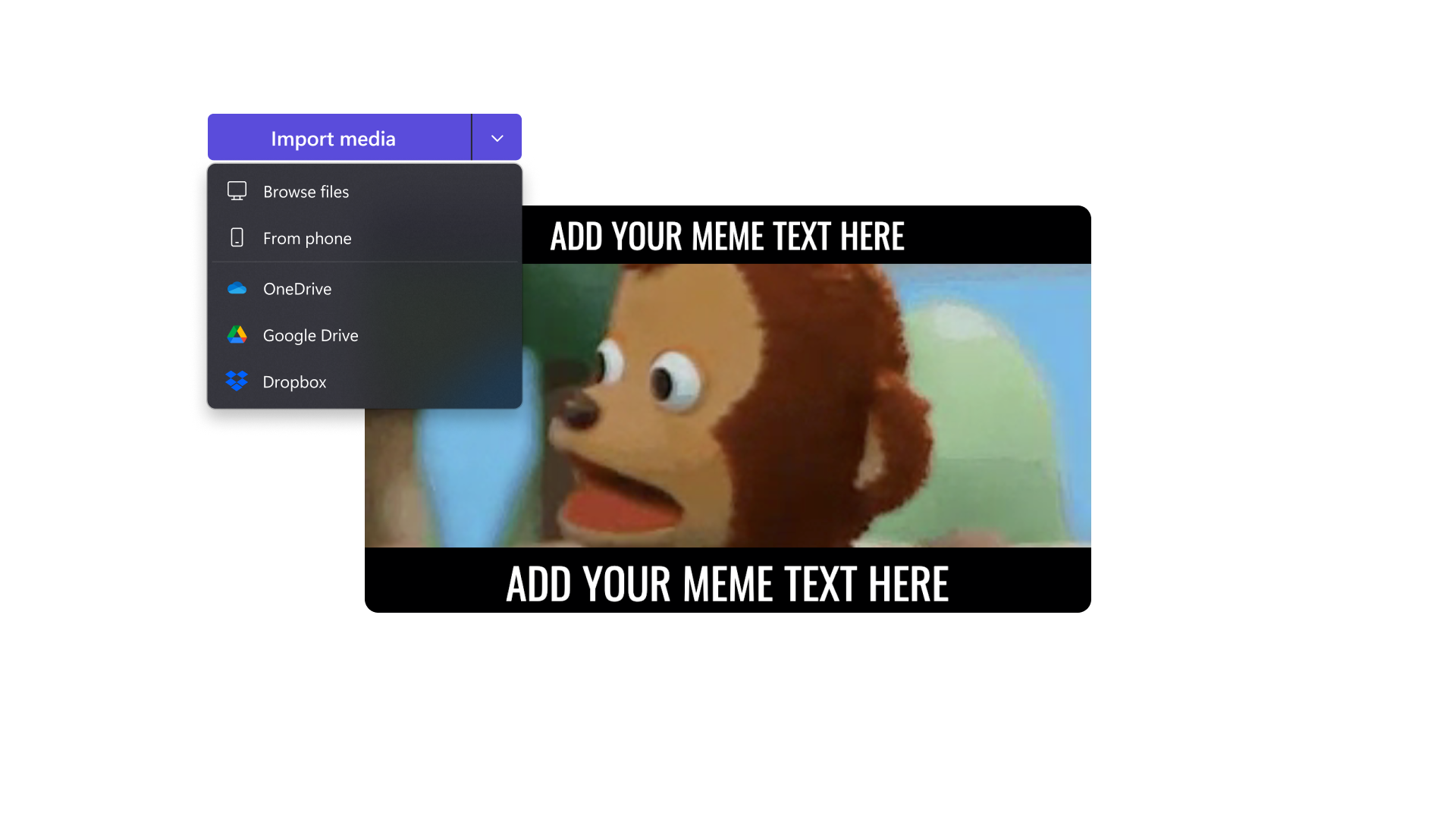 Start with a meme template in Clipchamp