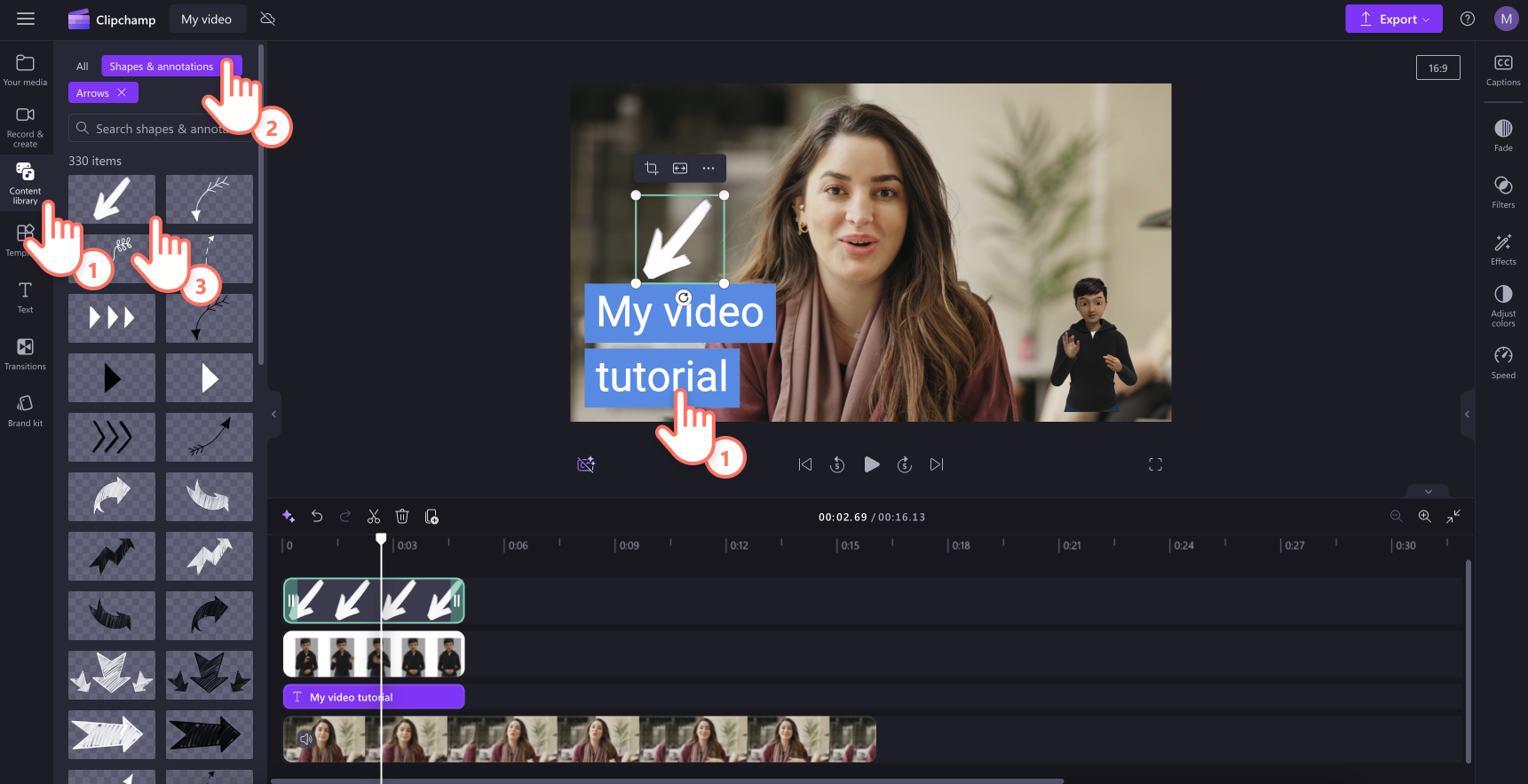 An image of a user adding annotations to their video.