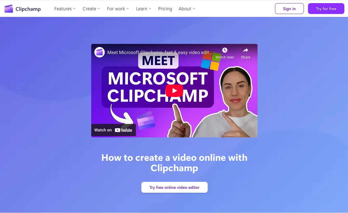 A YouTube video embedded on a website showing how to use Clipchamp video editor. 