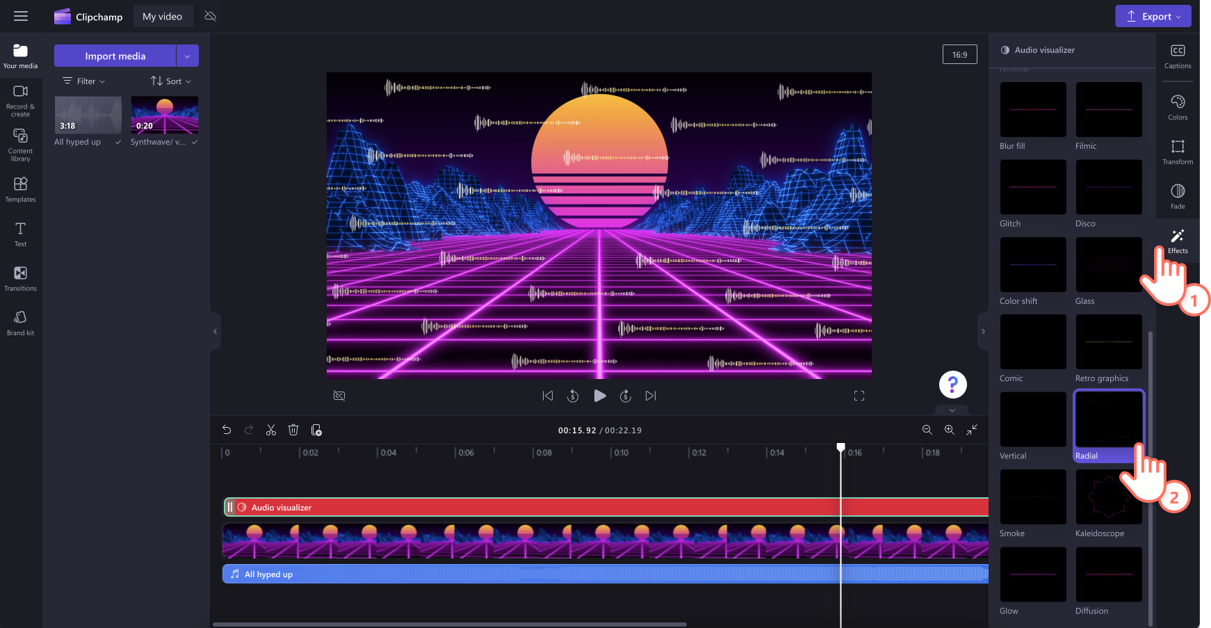 Adding video effects to audio visualizer