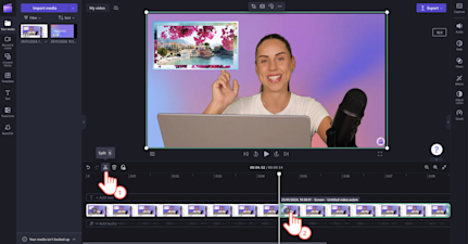 An image of a user splitting a clip then muting the audio.