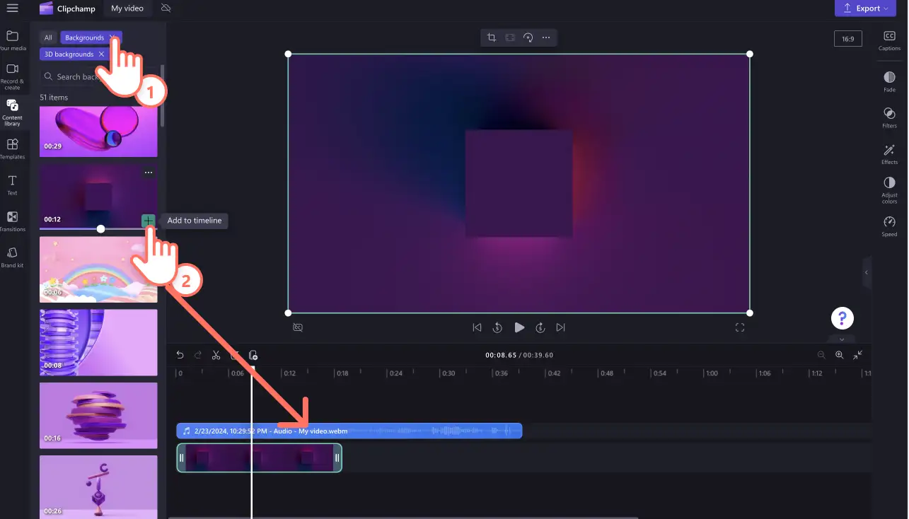 How to make a podcast video with audio visualization - step 2B