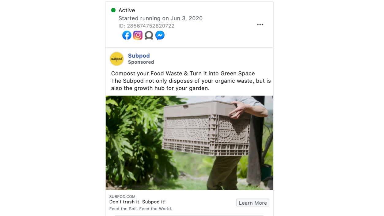 Subpod Instagram video ad example