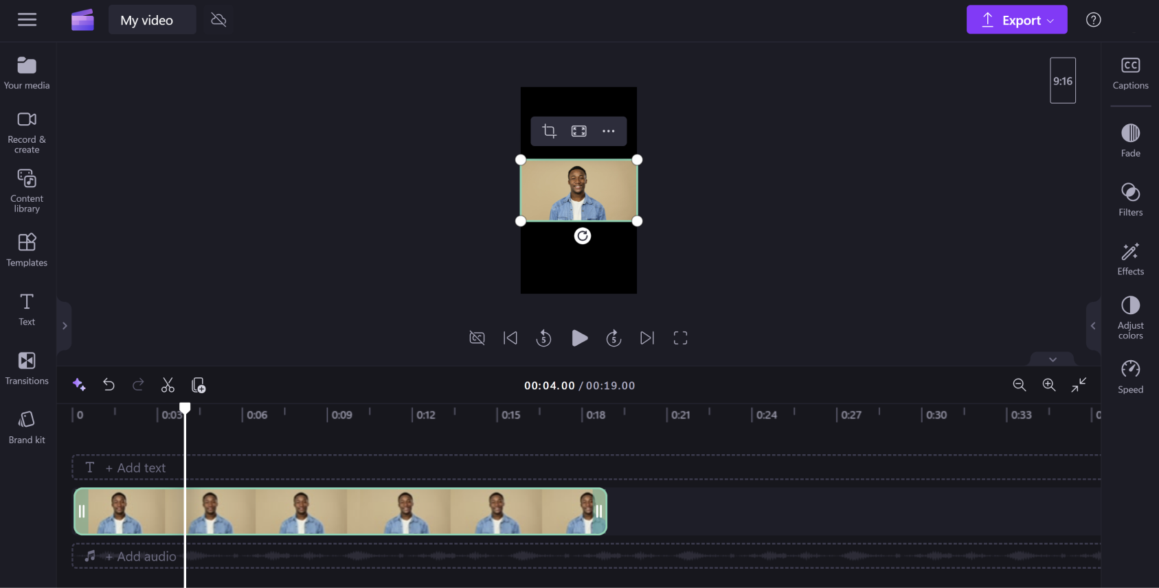 An image of a Clipchamp user’s video preview after restoring the black bars to their video by clicking the fit button.