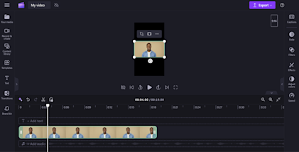 Hình ảnh bản xem trước video của người dùng Clipchamp sau khi khôi phục các thanh màu đen cho video của họ bằng cách nhấp vào nút căn vừa.
