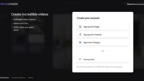 Step 1. Create a Clipchamp Create account or log in