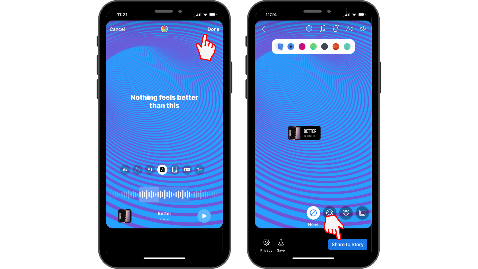 Facebook story music - step 6