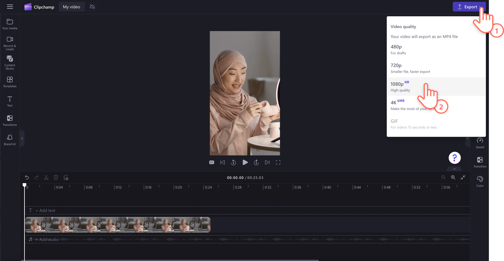 O imagine cu un utilizator care exportă un videoclip.