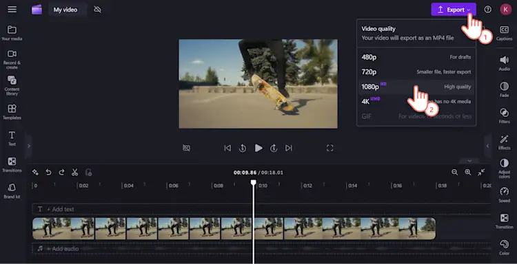 An image of a Clipchamp user exporting their finished loop video.