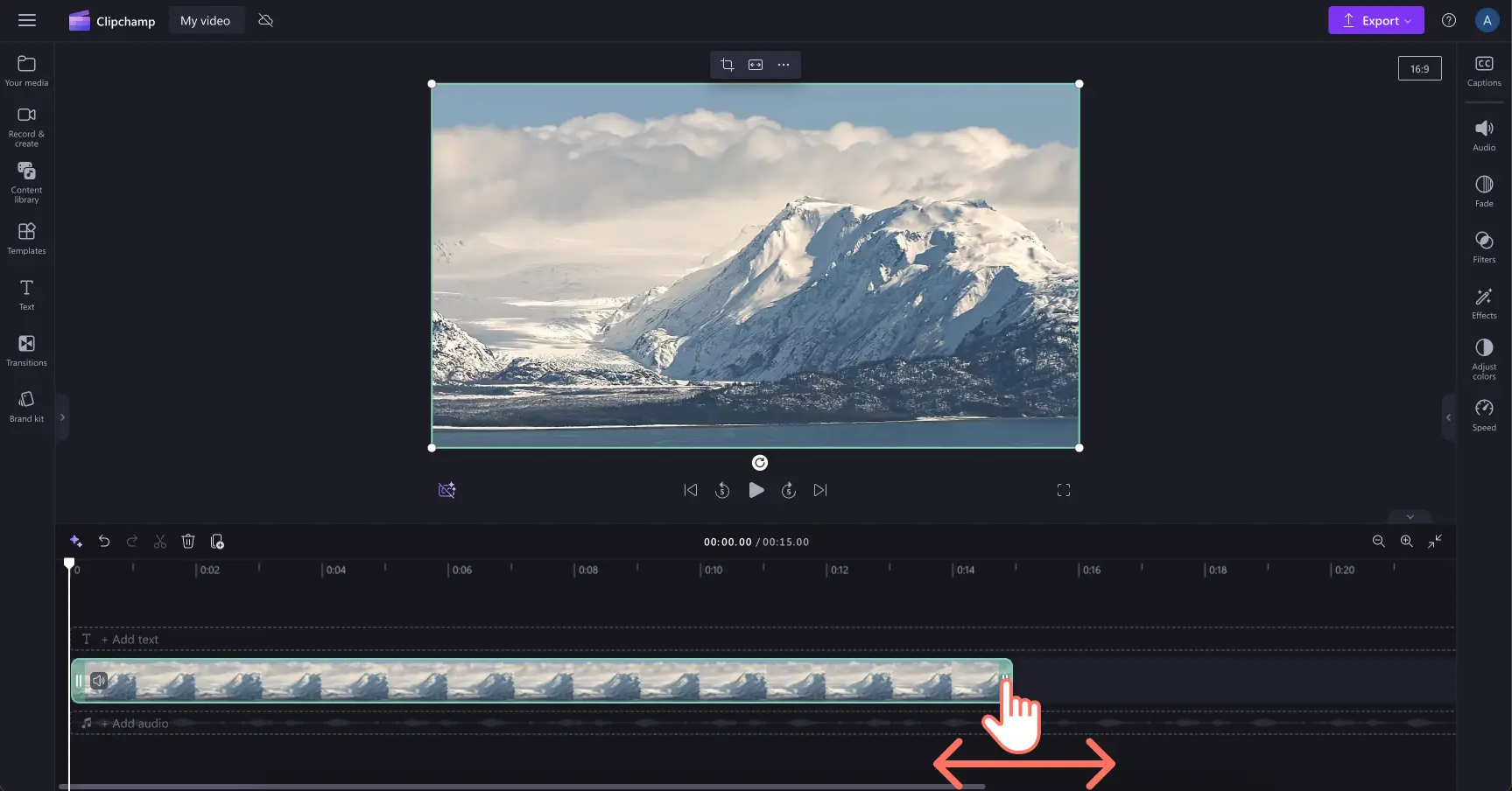 Image of a user trimming a video in Clipchamp.