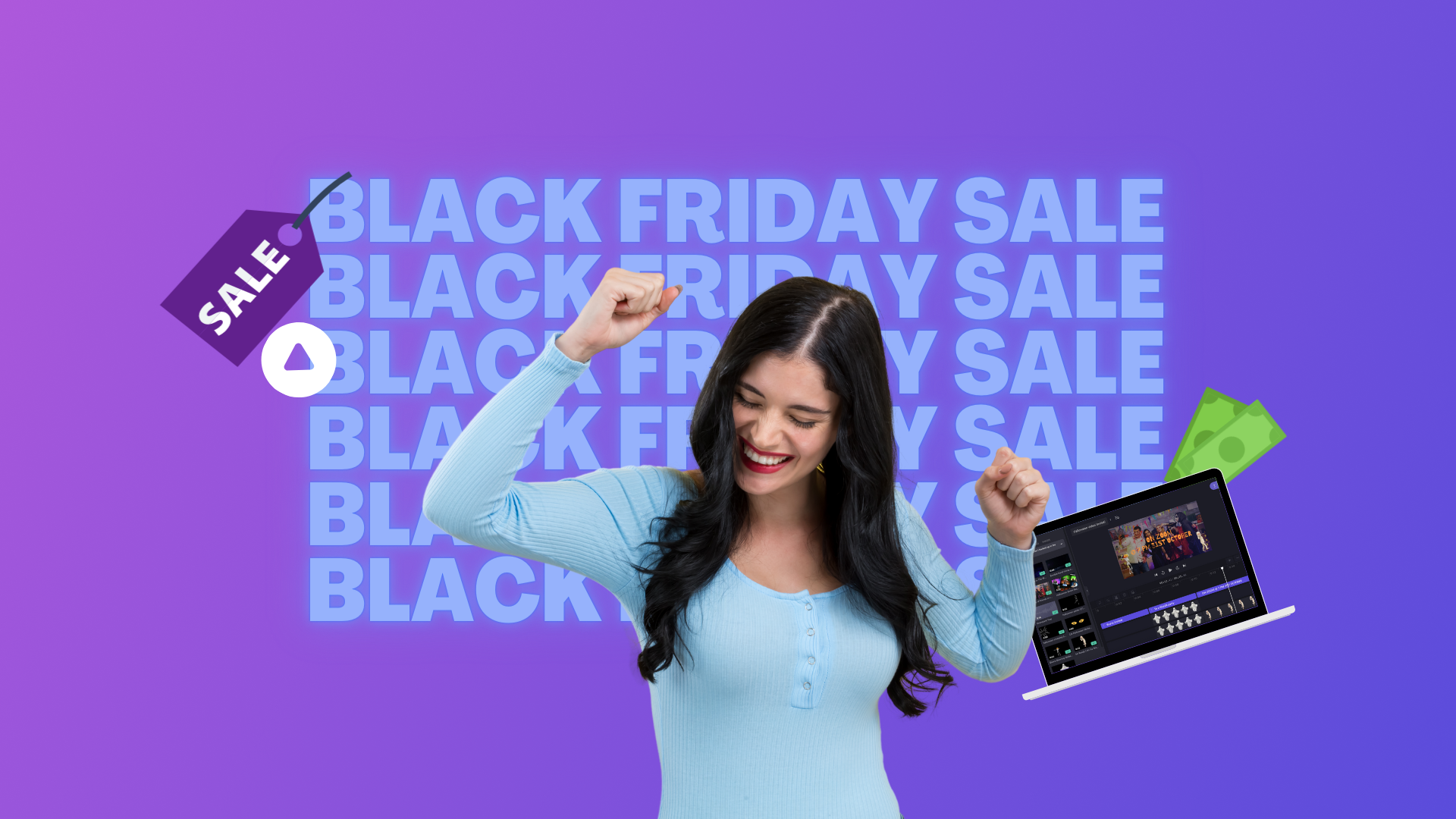 Black Friday Video ideas conceptual image of happy shoppe(new)