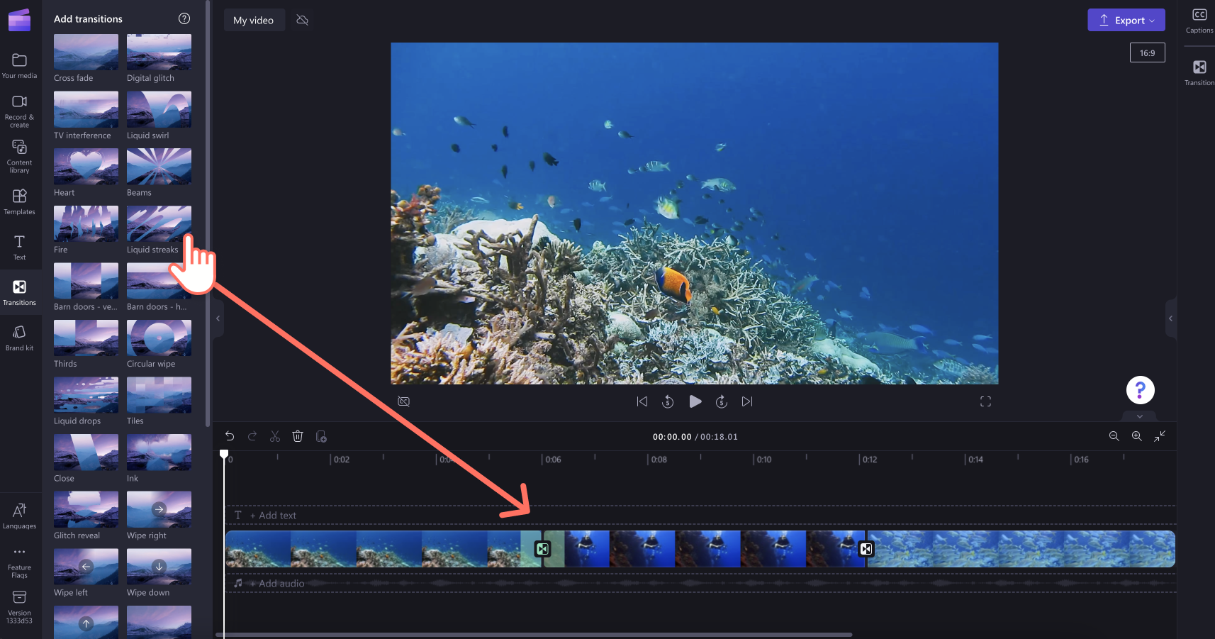Adding a creative transition to video clips