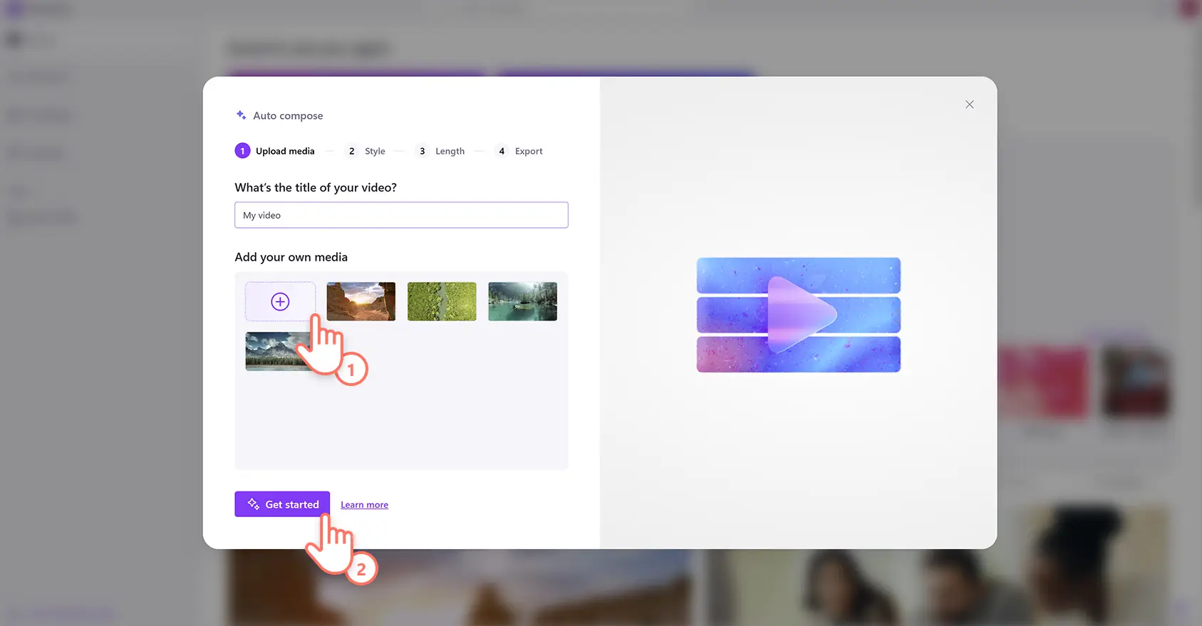 A user merging videos with the AI video editor in Clipchamp.