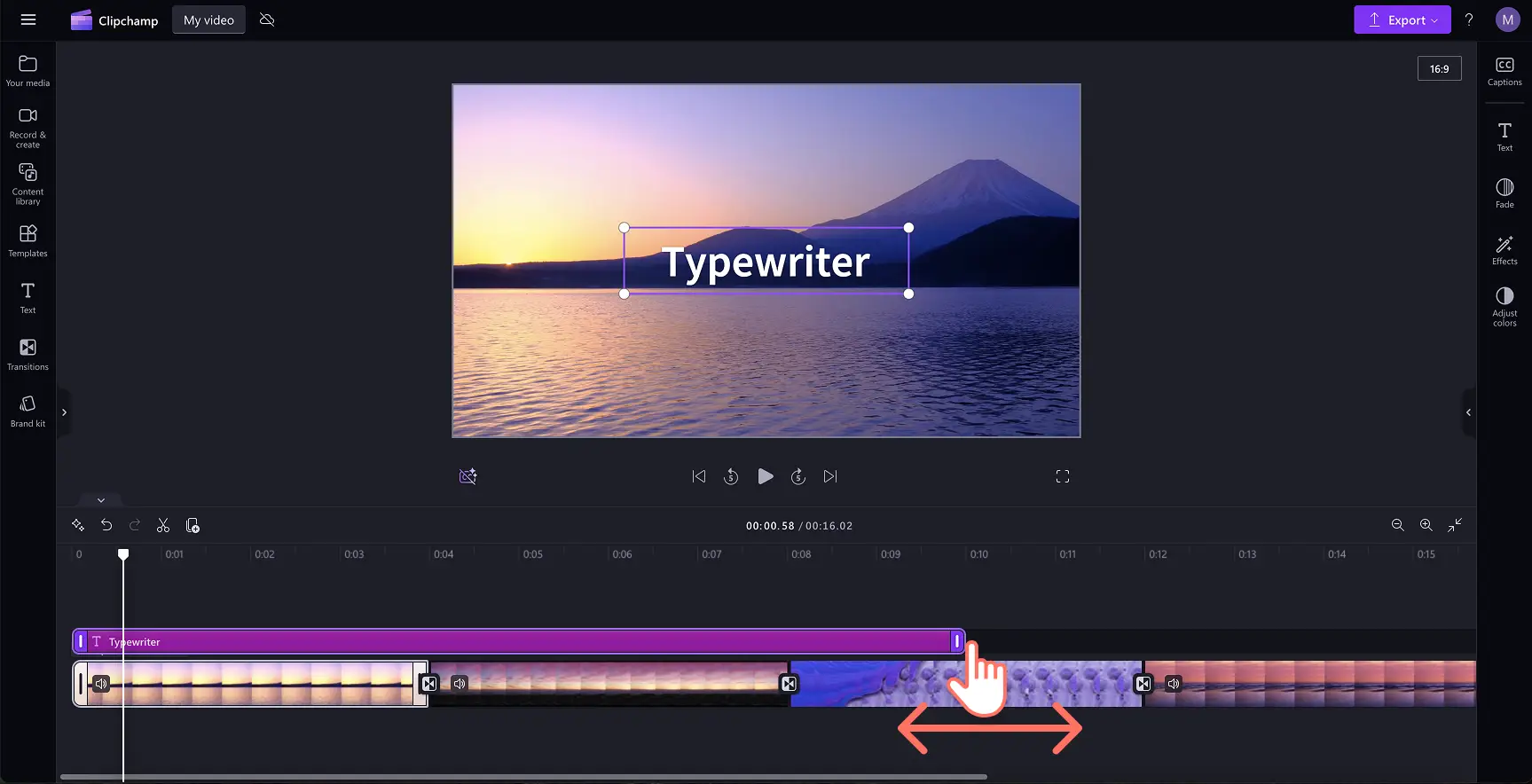 An image of a user editing the length of a title.