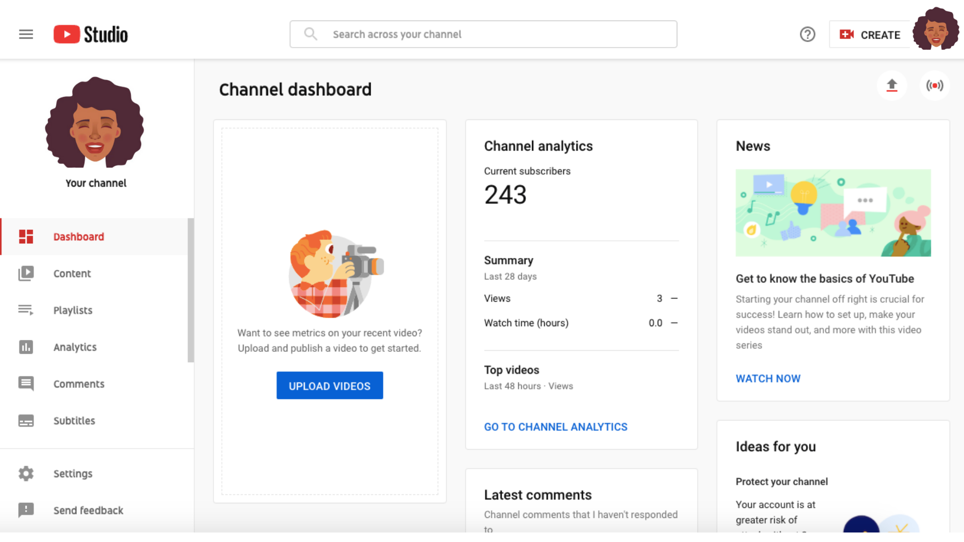 Step 1. Open the YouTube Studio app. You will be taken to your dashboard.