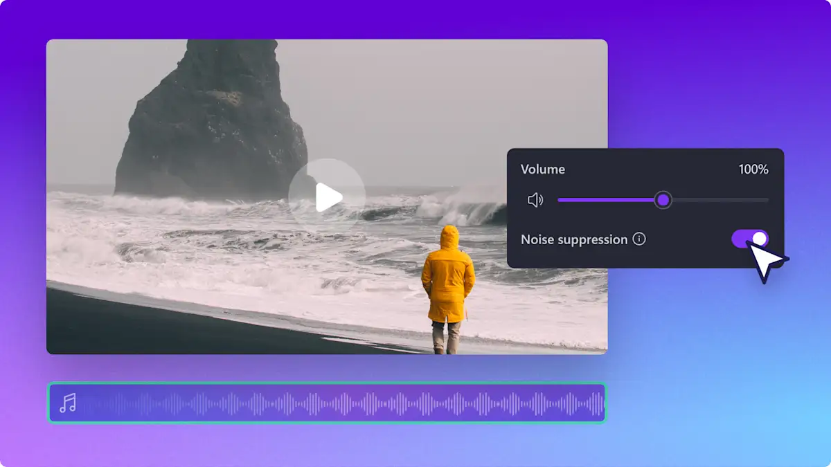 Ein Bild, das das Tool für die Geräuschunterdrückung in Clipchamp zeigt