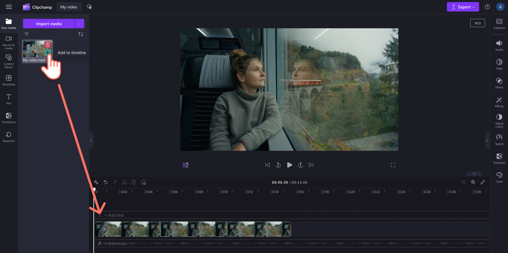 Image of a user adding a video asset to the timeline