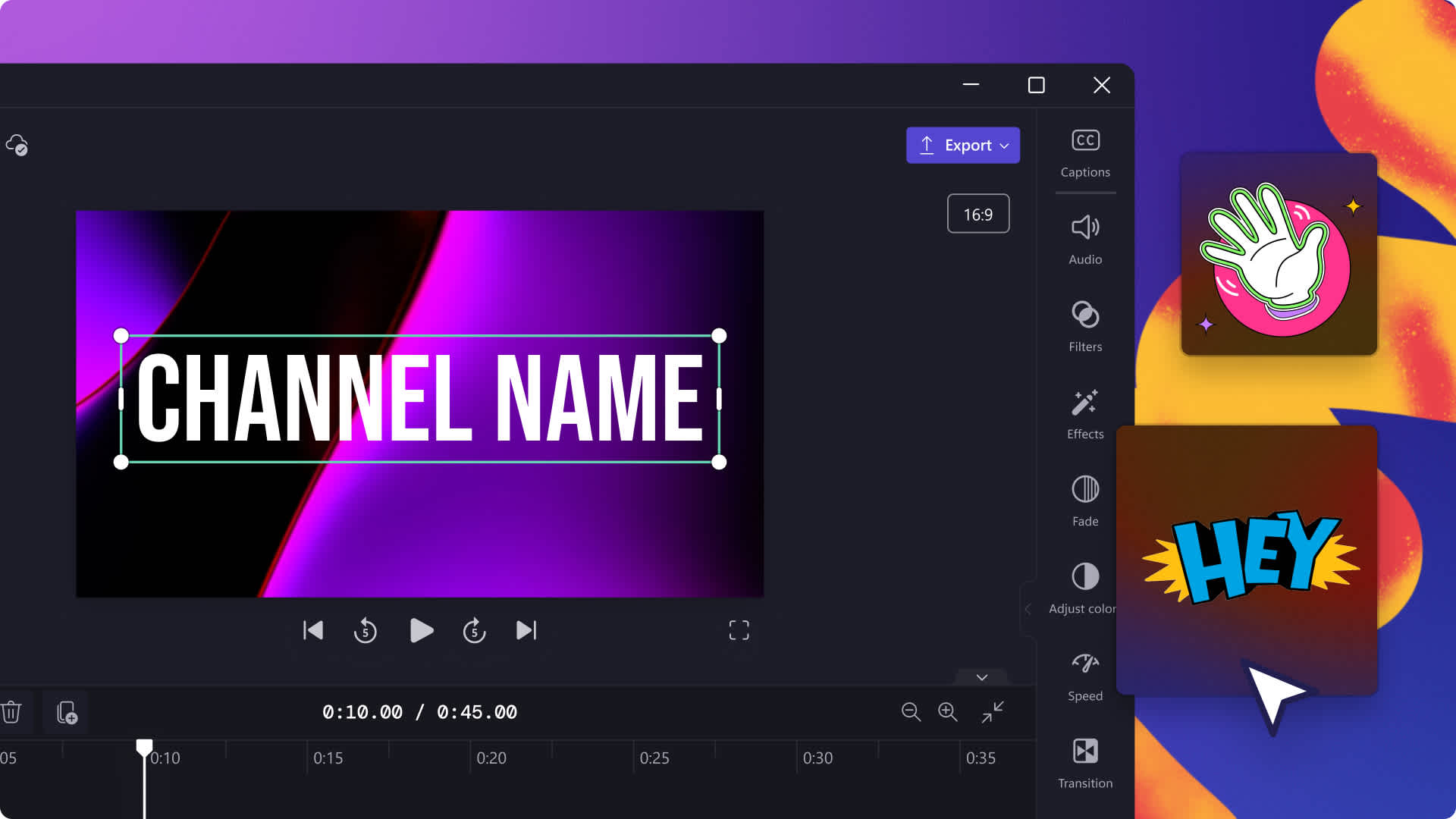 An image of the Clipchamp video editor.