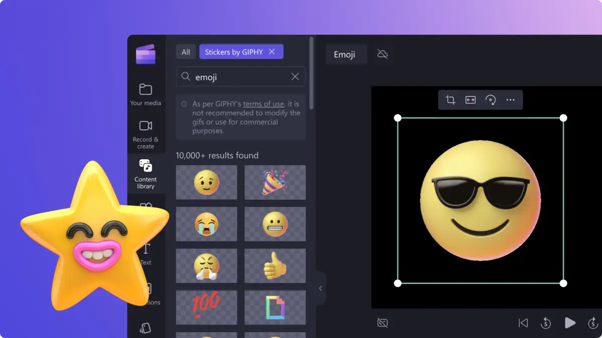 add stickers to video in clipchamp