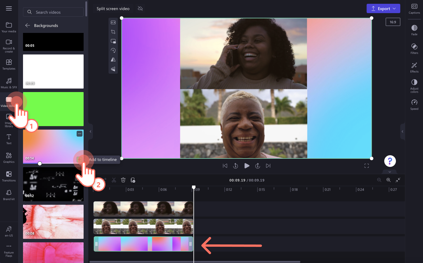 An image of a user adding a video background.