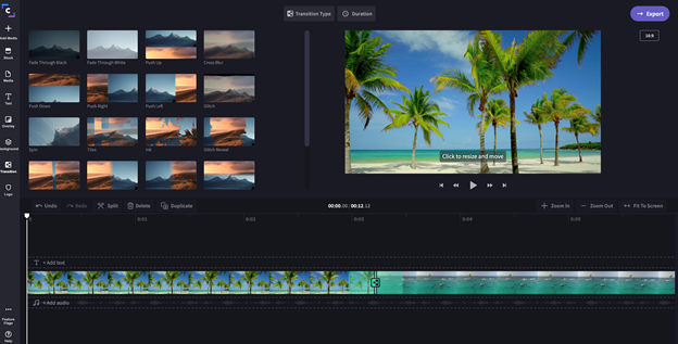 Screenshot of Create with transitions-How to Add Spin Transitions to Videos-Clipchamp Blog