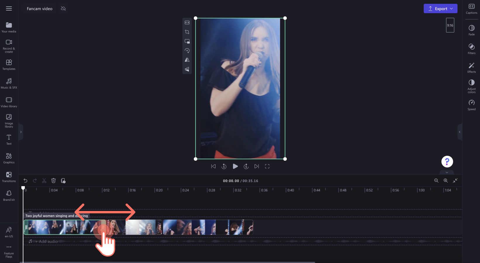An image of a user trimming video.