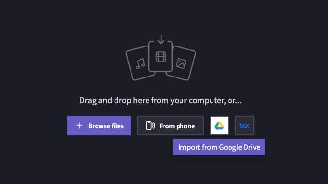 Tuo tiedostoja Google Drivesta Clipchampiin