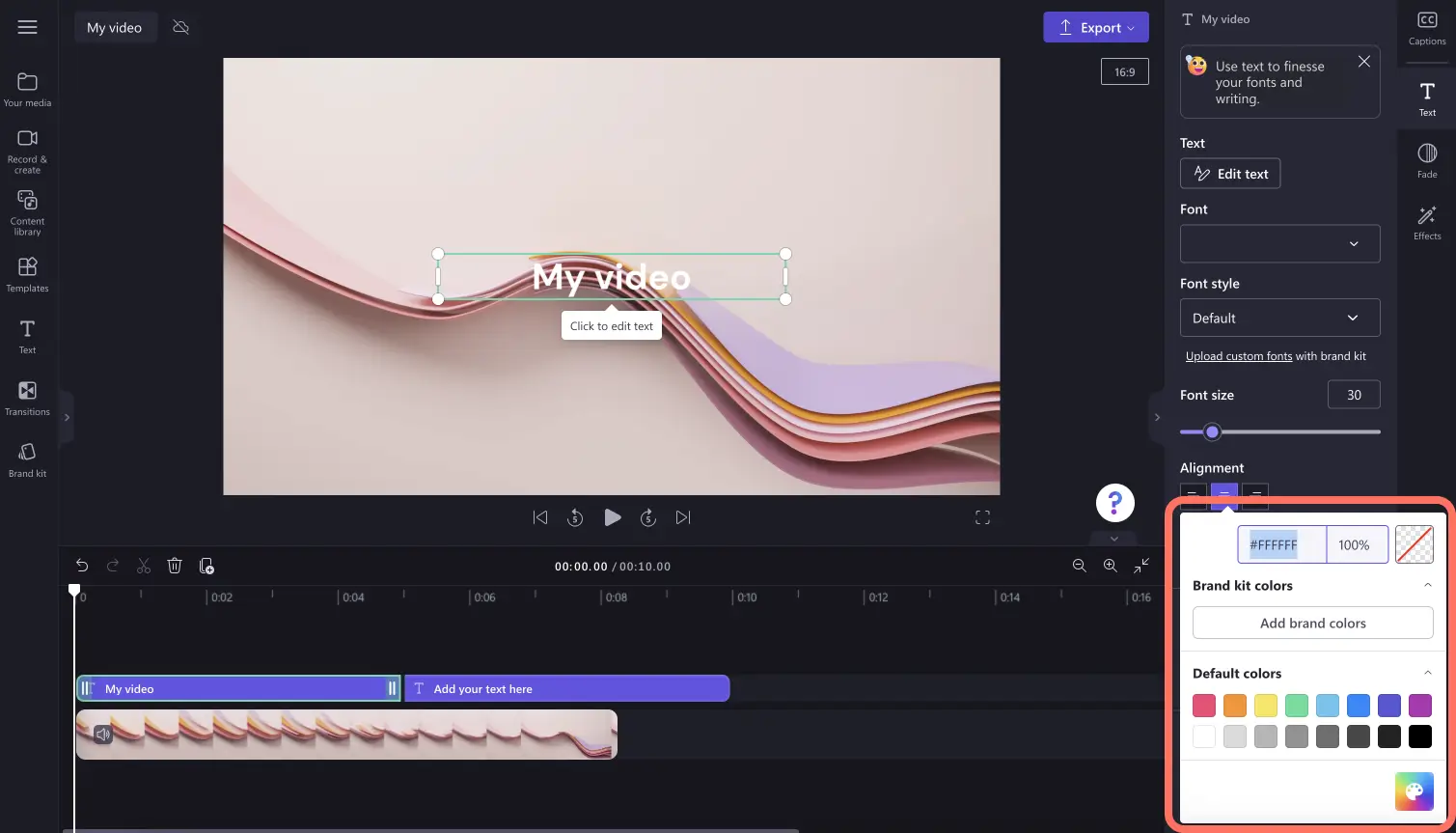 텍스트 색을 편집하는 사용자 이미지.