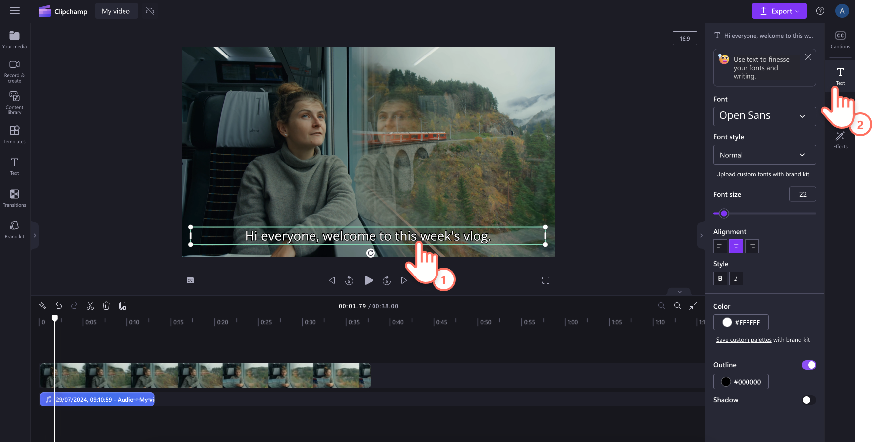 Image of a user editing the appearance of the subtitle.
