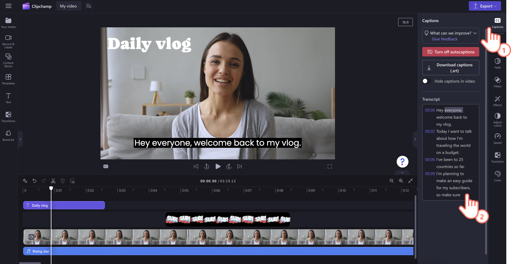Creating captions for videos with AI