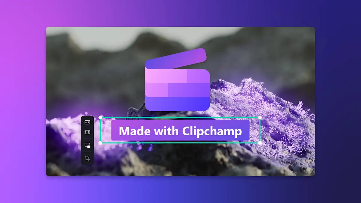 An image of a video preview window with the Clipchamp logo and text overlayed.