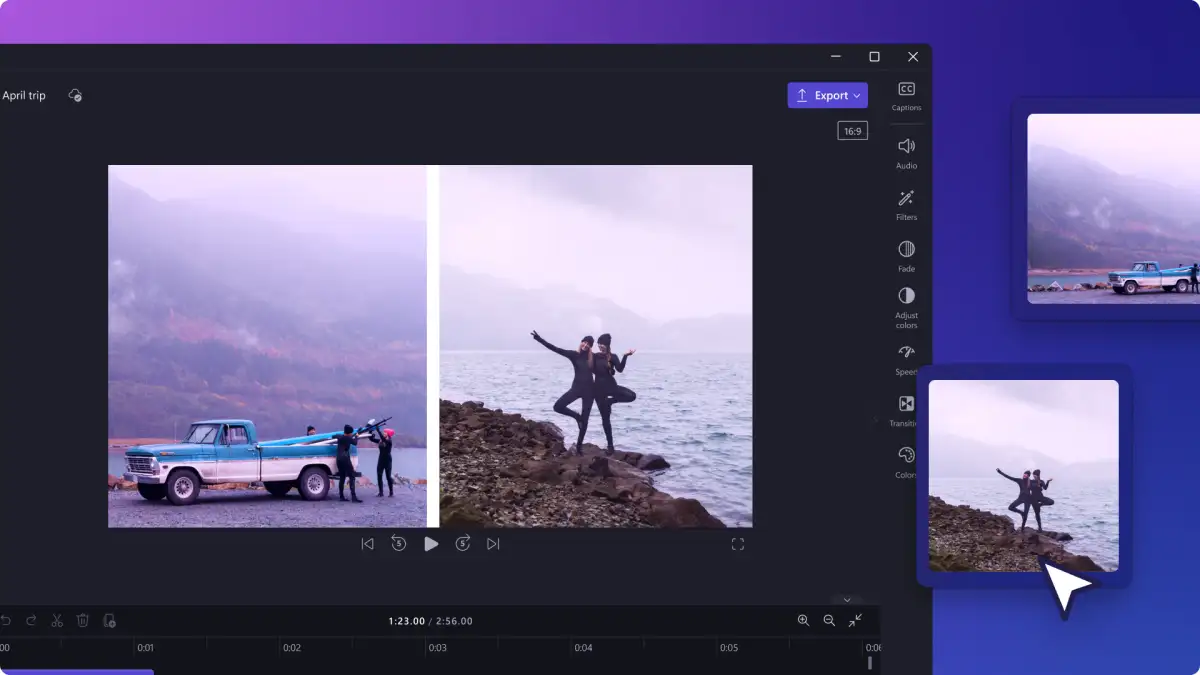 A visual showcasing making a travel vlog in Clipchamp video editor