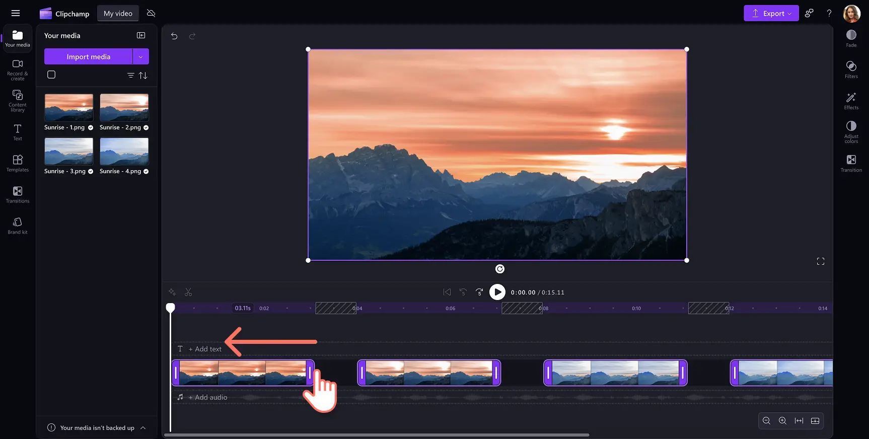 A user trimming multiple assets in Clipchamp