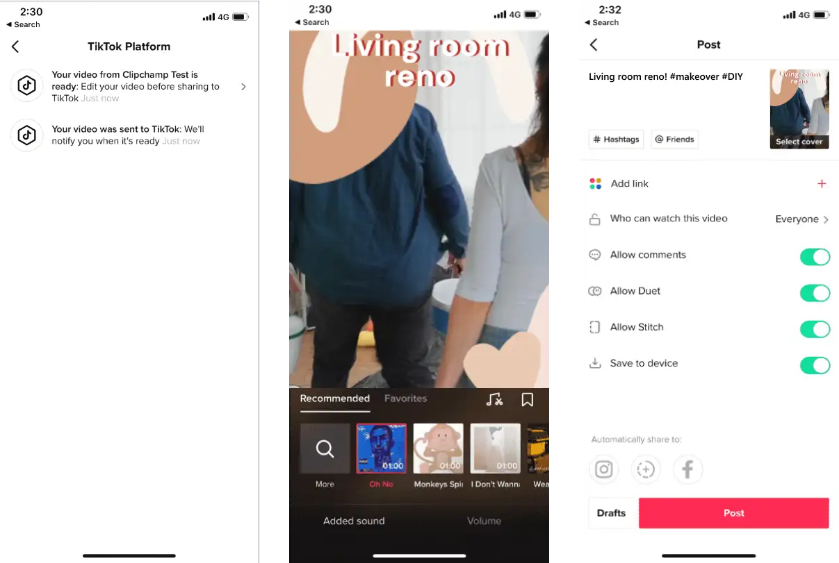 Cara membuat video TikTok dengan Clipchamp - langkah 4 akhir