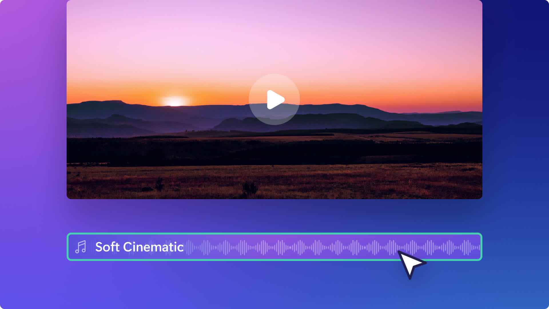An abstract image of adding a cinematic audio to a video in Clipchamp editing timeline