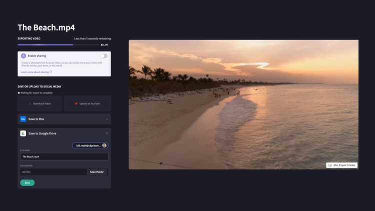 Export and save your video in Google Drive