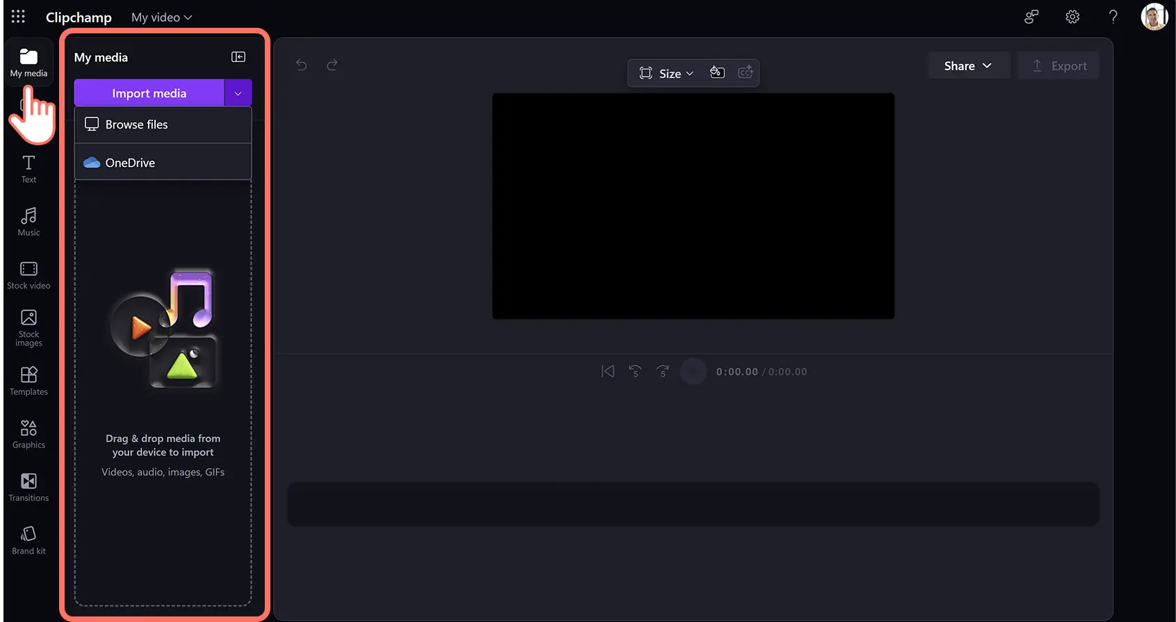 Et billede af en bruger, der klikker på webcam-optageren.
