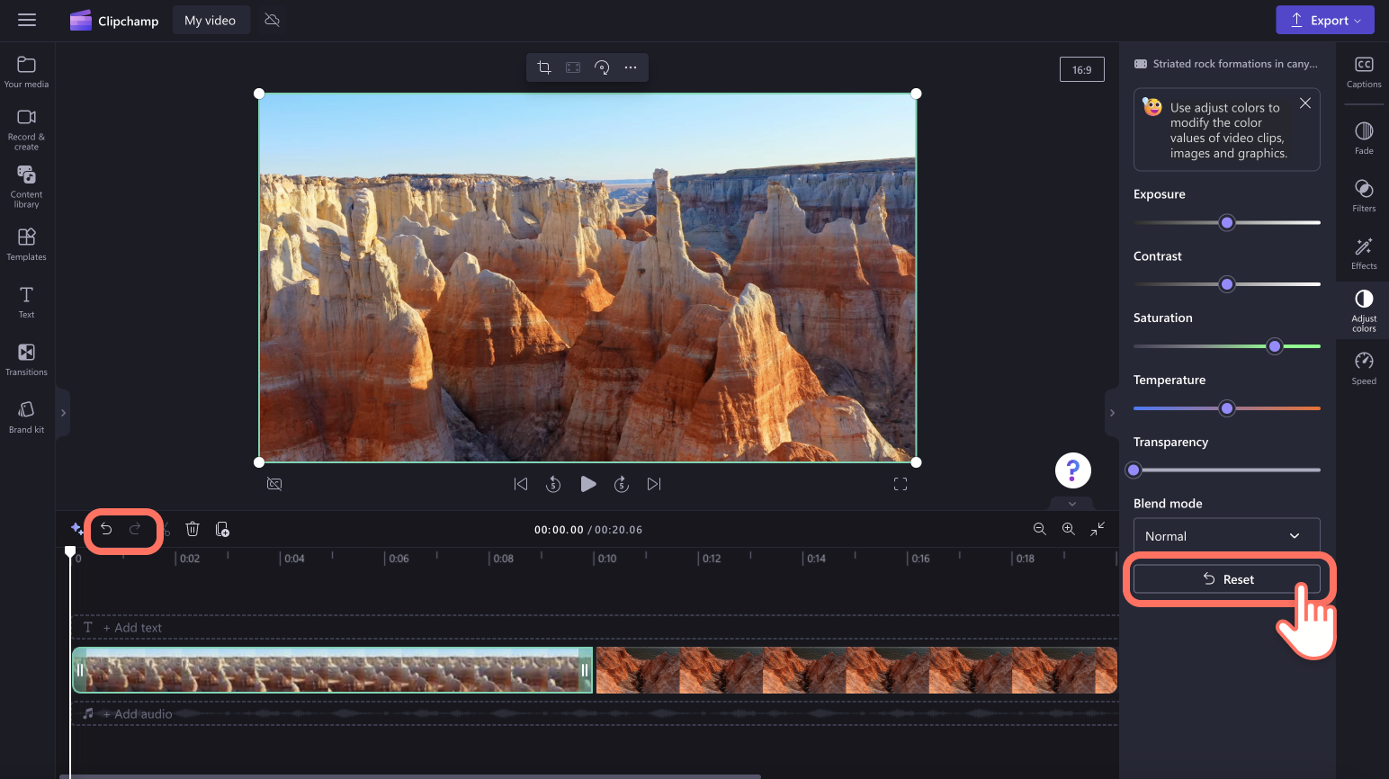 An image of a user resetting the video quality settings.