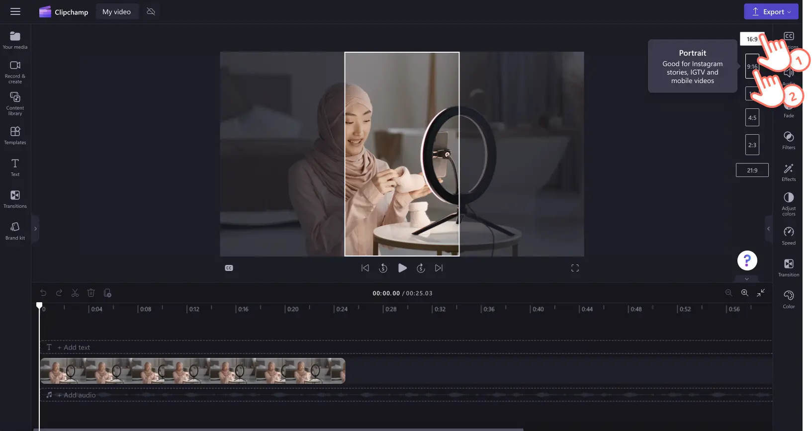 縦横比を変更するユーザーの画像。