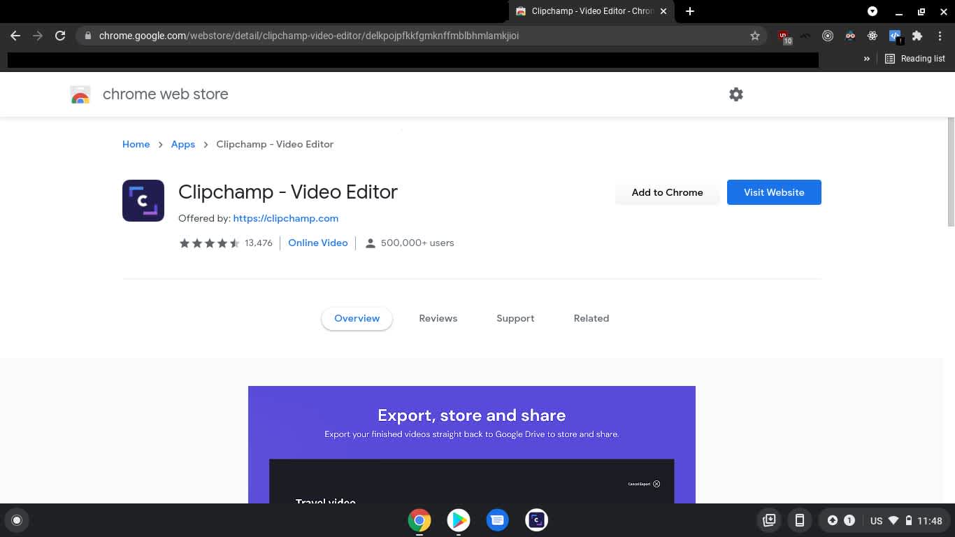 Go to the Chrome Web Store and install Clipchamp