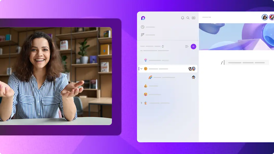 Microsoft Loop の Web カメラと画面の動画を録画しているユーザー