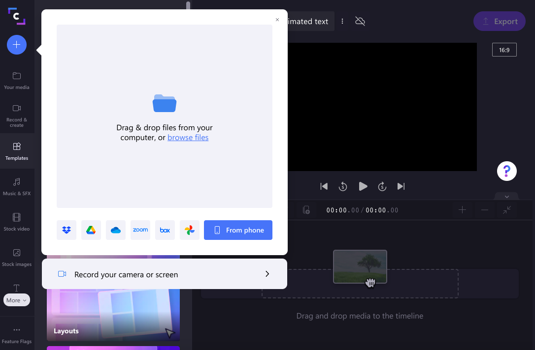 Step 3. Upload your video footage or select stock footage