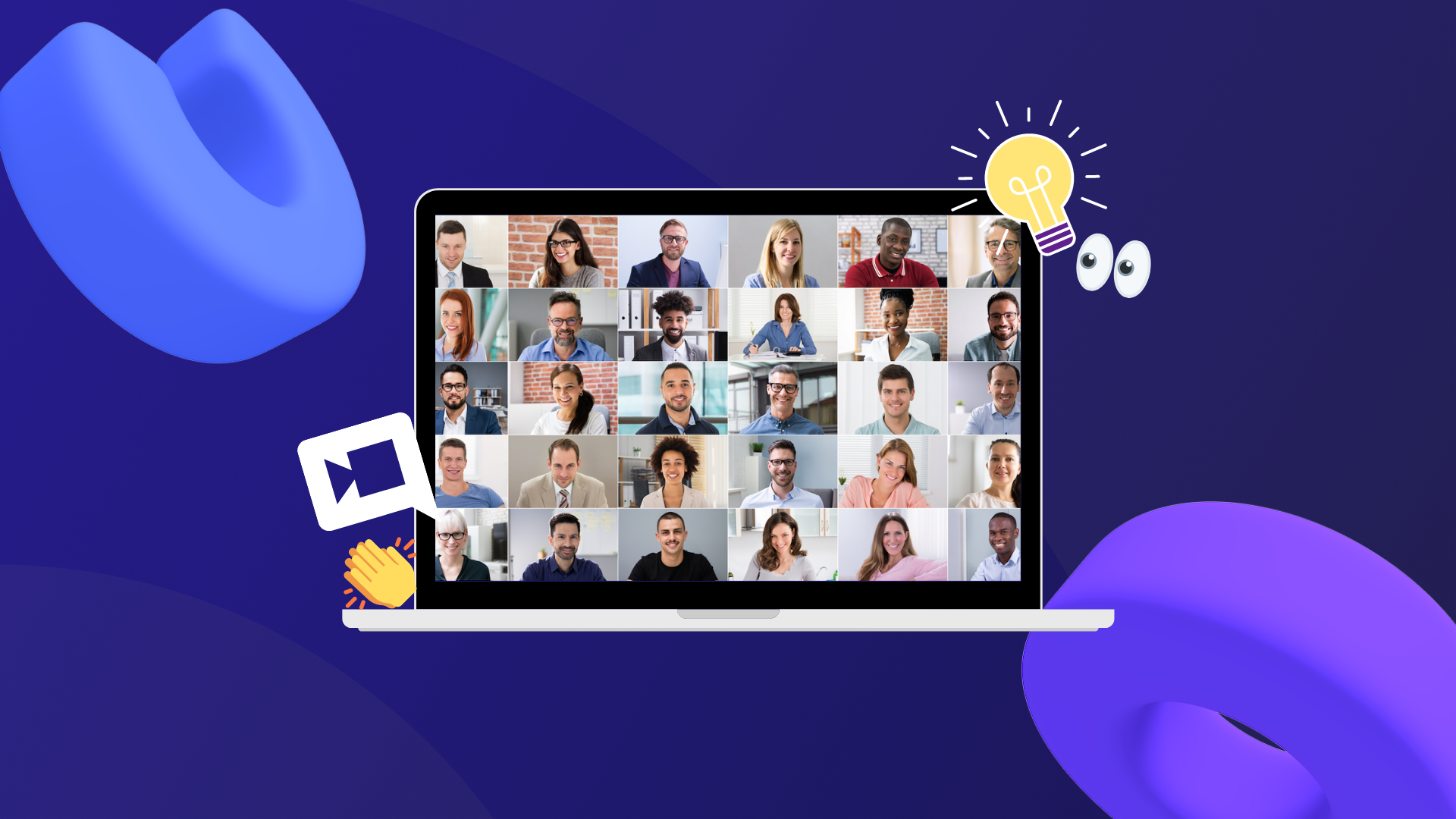 Video-Based Knowledge For Your Remote Teams conceptual image of virtual meeting