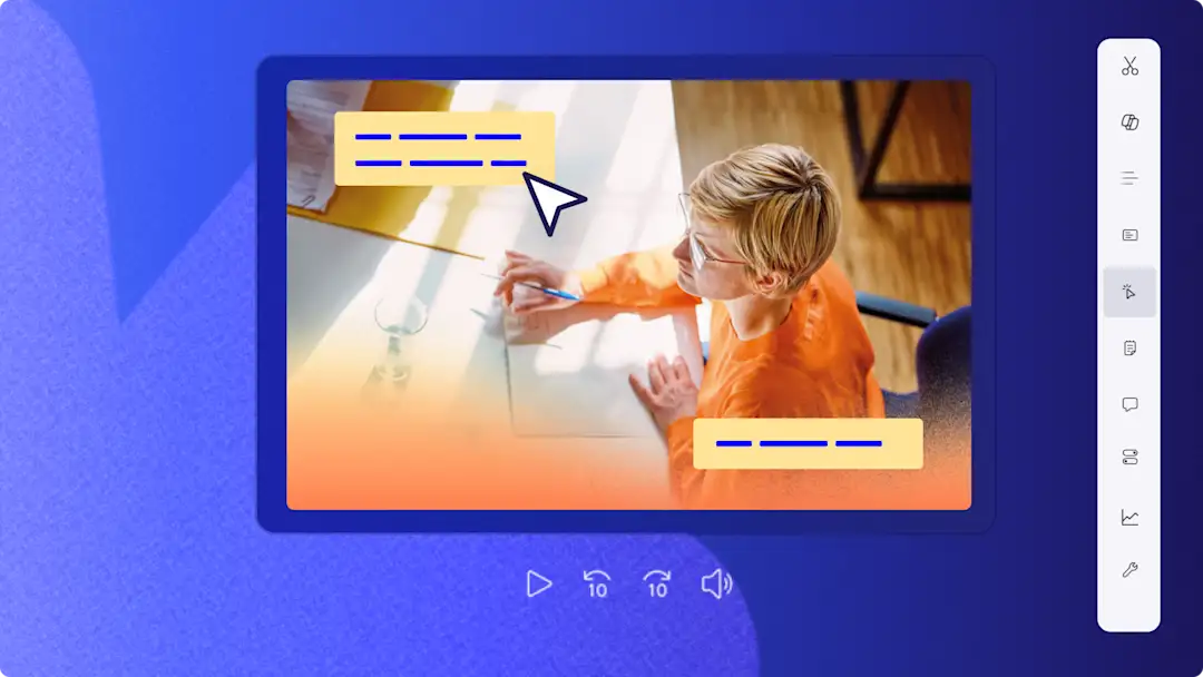 An abstract image of forms and callouts added to a video recording