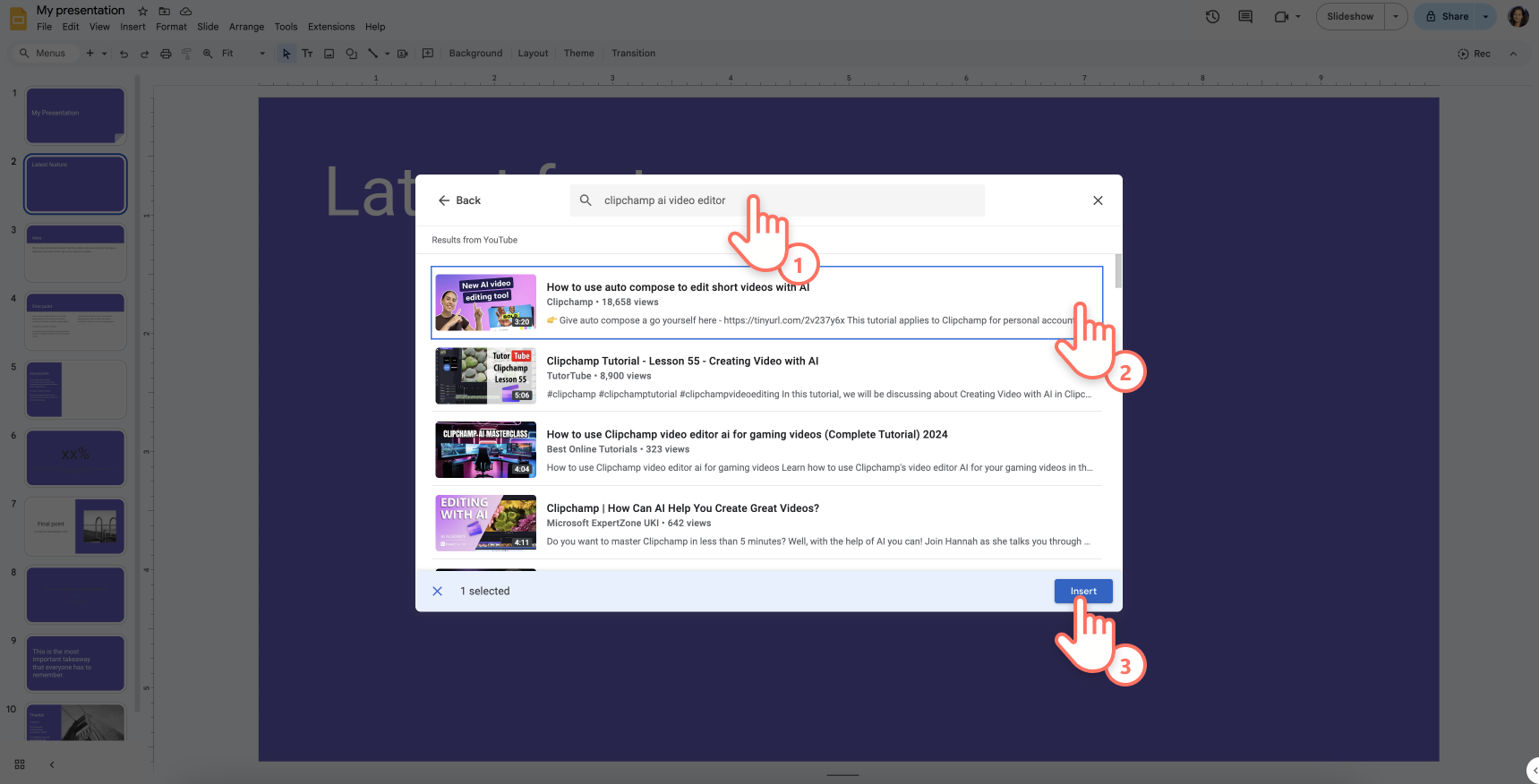 Adding a YouTube video to Google Slides