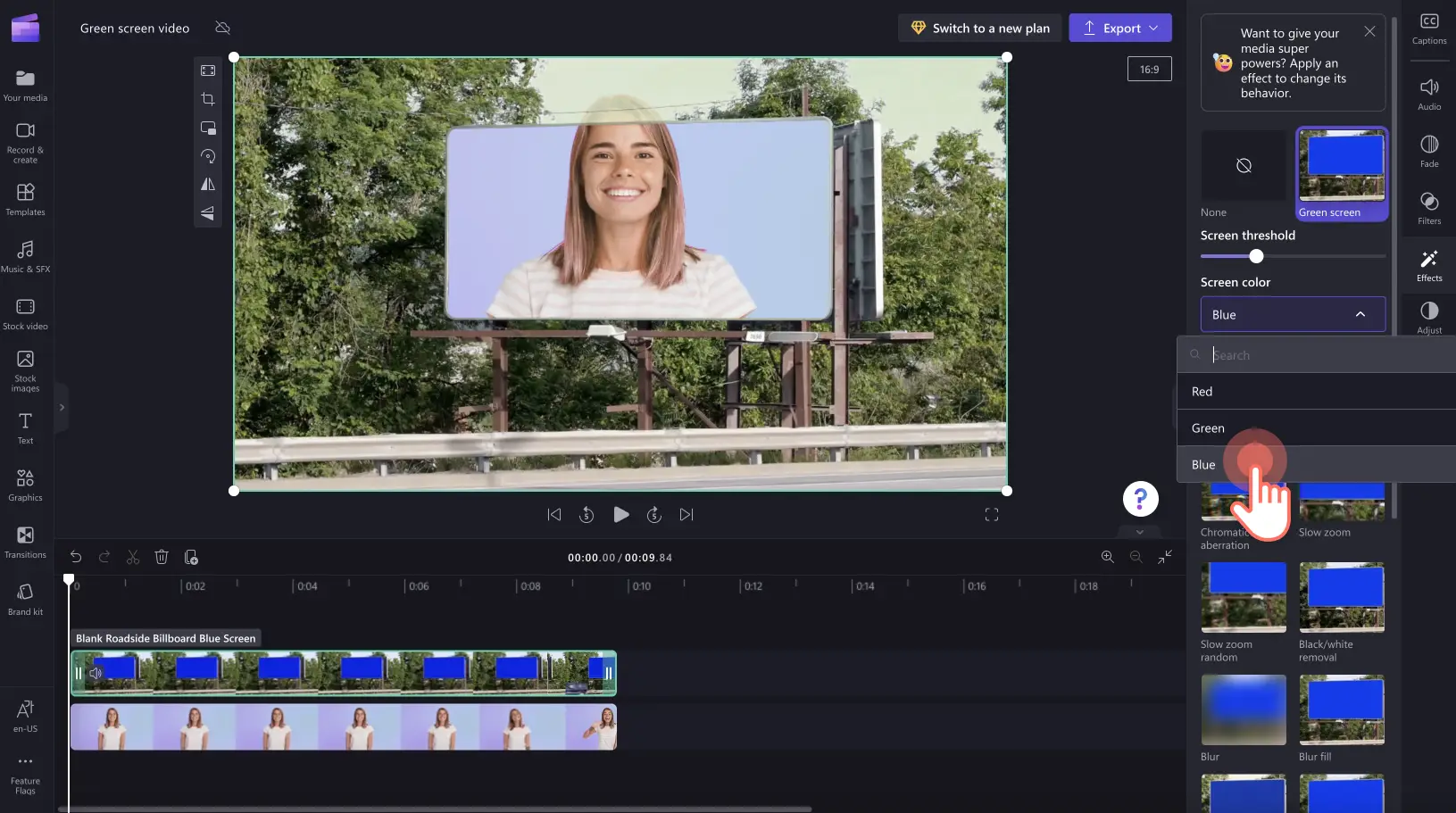 How to make a blue screen video - step 3b